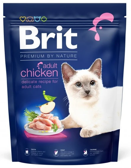 Сухий корм Brit Premium by Nature для дорослих котів з куркою 300 г (8595602552962)