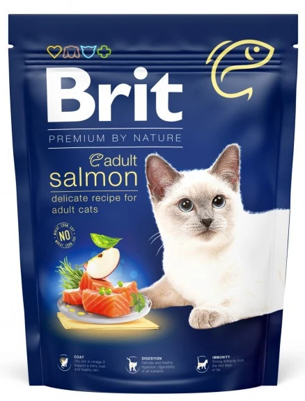 Сухий корм Brit Premium by Nature для дорослих котів з лососем 300 г (8595602552979)