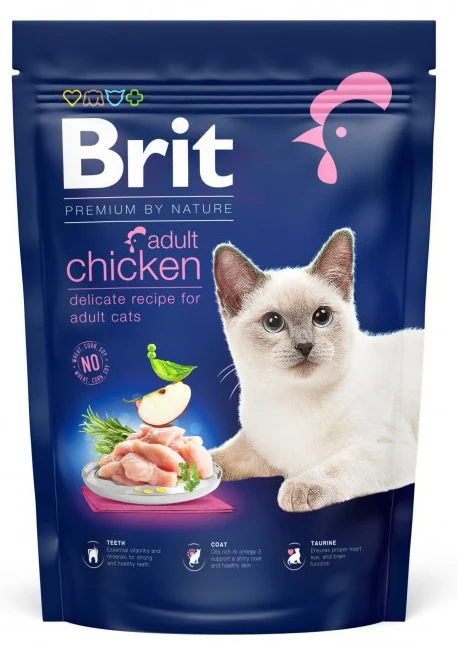 Сухий корм Brit Premium by Nature для дорослих котів з куркою 800 г (8595602553044)