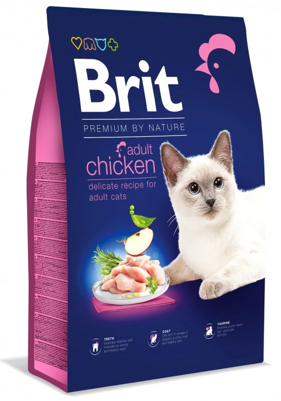 Сухий корм Brit Premium by Nature для дорослих котів з куркою 8 кг (8595602553204)