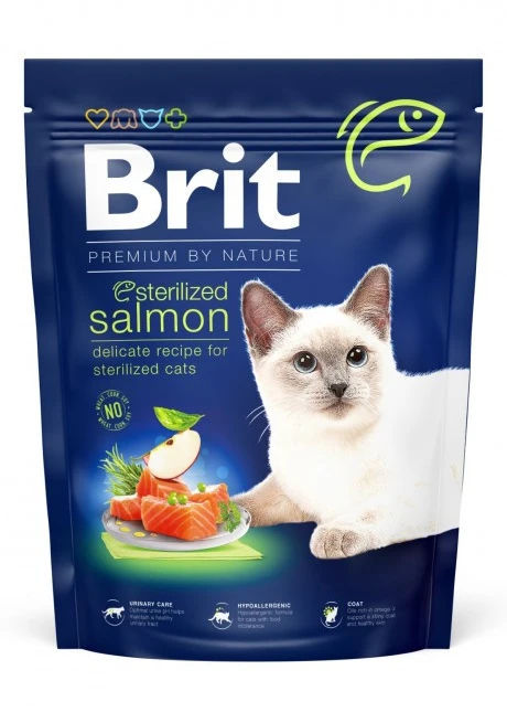 Сухий корм Brit Premium by Nature для стерилізованих котів з лососем 300 г (8595602553013)
