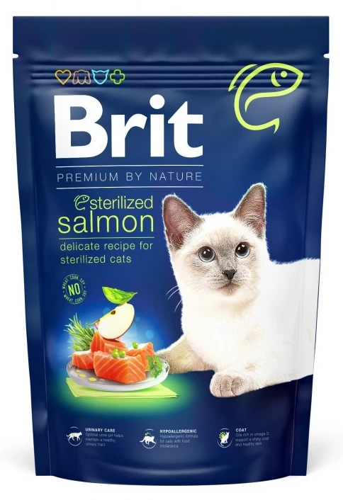 Сухий корм Brit Premium by Nature для стерилізованих котів з лососем 1.5 кг (8595602553174)