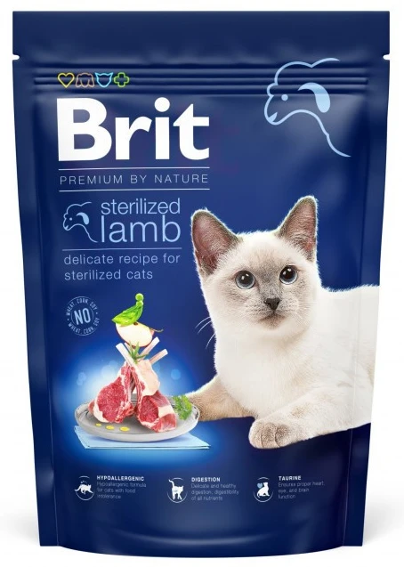 Сухий корм Brit Premium by Nature для стерилізованих кішок з ягням 800 г (8595602553082)