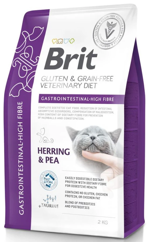 Сухий корм для котів Brit VetDiets Cat Gastrointestinal High Fibre з підвищеним вмістом клітковини з оселедцем 2 кг (8595602573653)