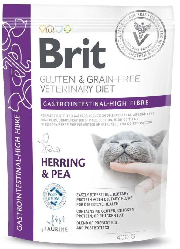 Сухий корм для котів Brit VetDiets Cat Gastrointestinal High Fibre з підвищеним вмістом клітковини з оселедцем 400 г (8595602573646)