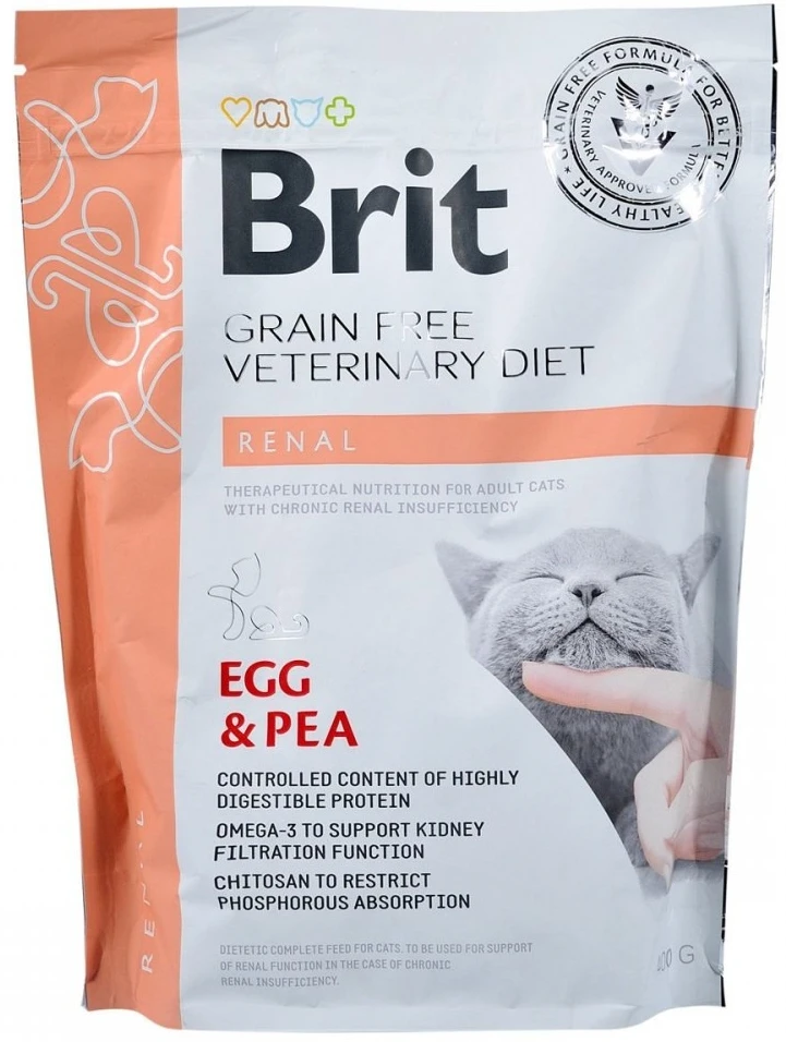 Сухий корм Brit VetDiets GF Cat для дорослих кішок при хронічній нирковій недостатності з горохом та яйцями 400 г (8595602528332)