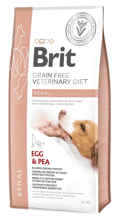 Сухий корм для собак Brit VetDiets для собак при нирковій недостатності з яйцем, горохом та гречкою 12 кг (8595602528189)