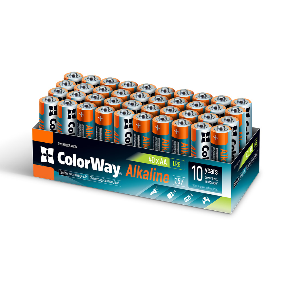 Батарейка тип AA Colorway Alkaline Power лужні AA 40шт. (CW-BALR06-40CB)