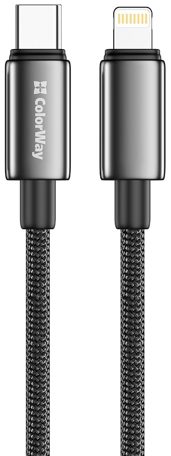 Кабель Colorway Type-C - Apple Lightning (zinc alloy braided) (PD Fast Charging 30W) 1м Black (CW-CBPDCL098-BK)