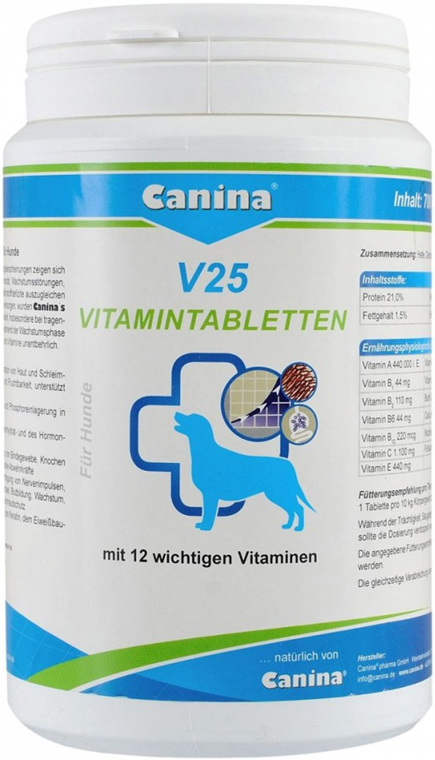 Витаминная добавка для собак Canina V25 700 г 210 табл. поливитамины (4027565110124)