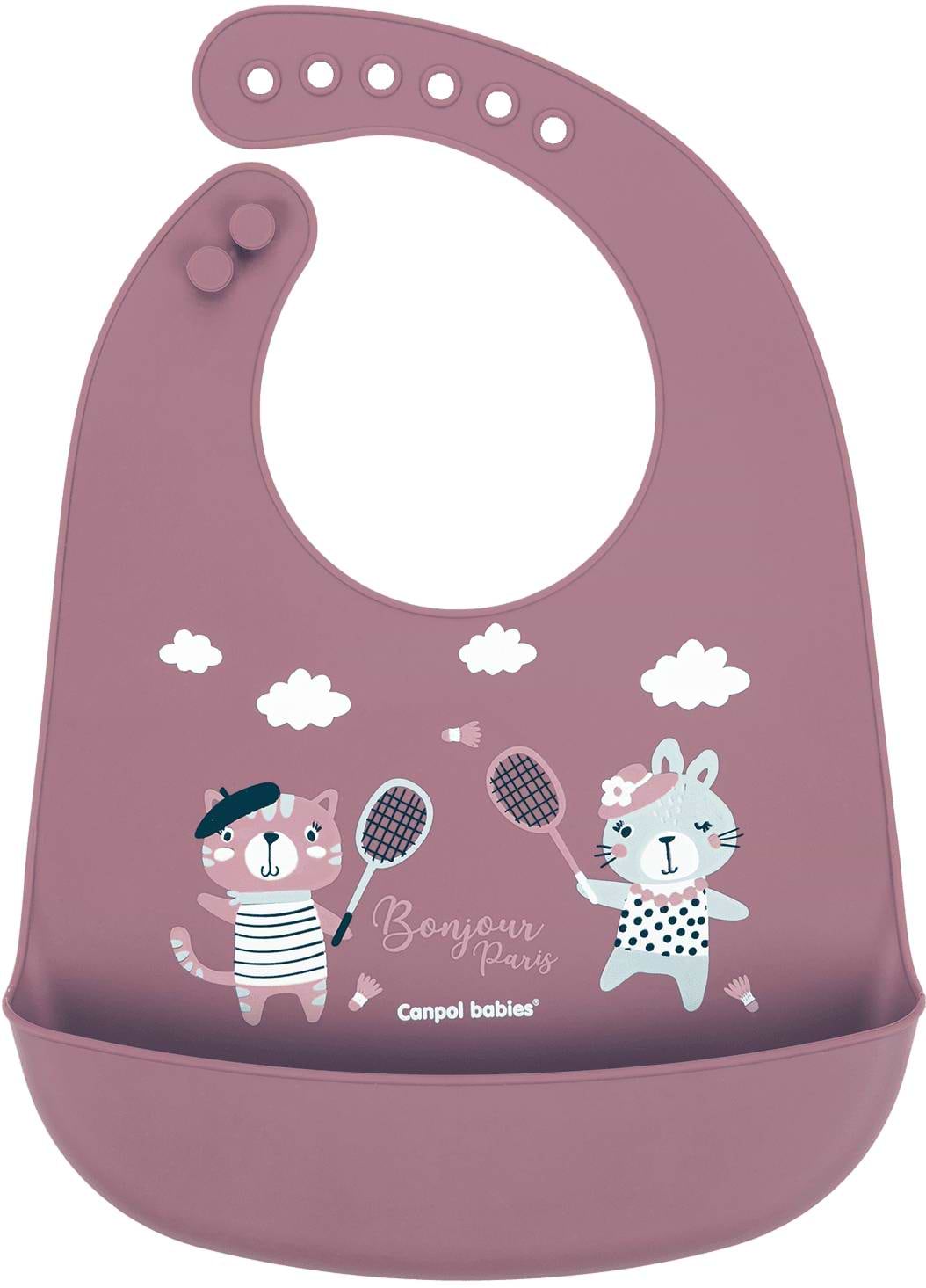 Нагрудник силиконовый Canpol babies Bonjour Paris с карманом, красный (74/027_red)