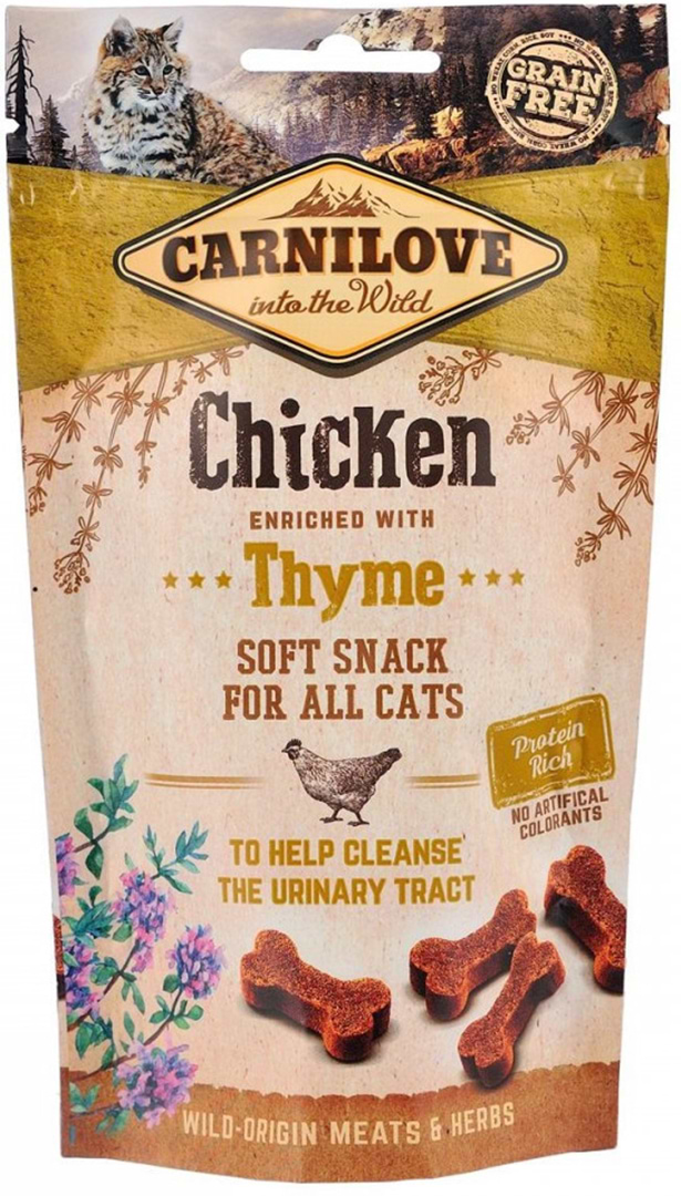 Ласощі для котів подушечки Carnilove Cat Semi Moist Snack Chicken with Thyme 50 г (8595602527212)