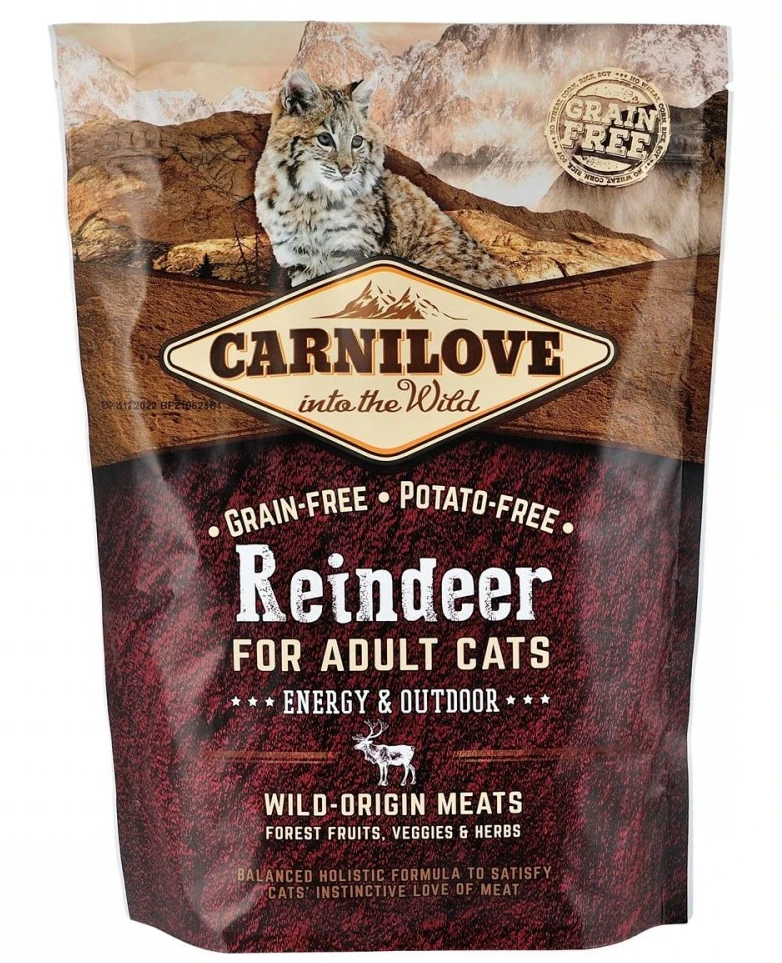 Сухий корм для котів Carnilove Cat Energy and Outdoor для дорослих активних з північним оленем 400 г (8595602512263)