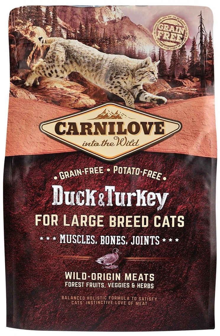 Сухий корм для котів Carnilove Cat Large Breed для дорослих великих порід з качкою та індичкою 2 кг (8595602512768)