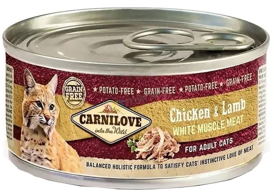 Вологий корм для котів Carnilove Cat k з куркою та ягням 100г (8595602528936)