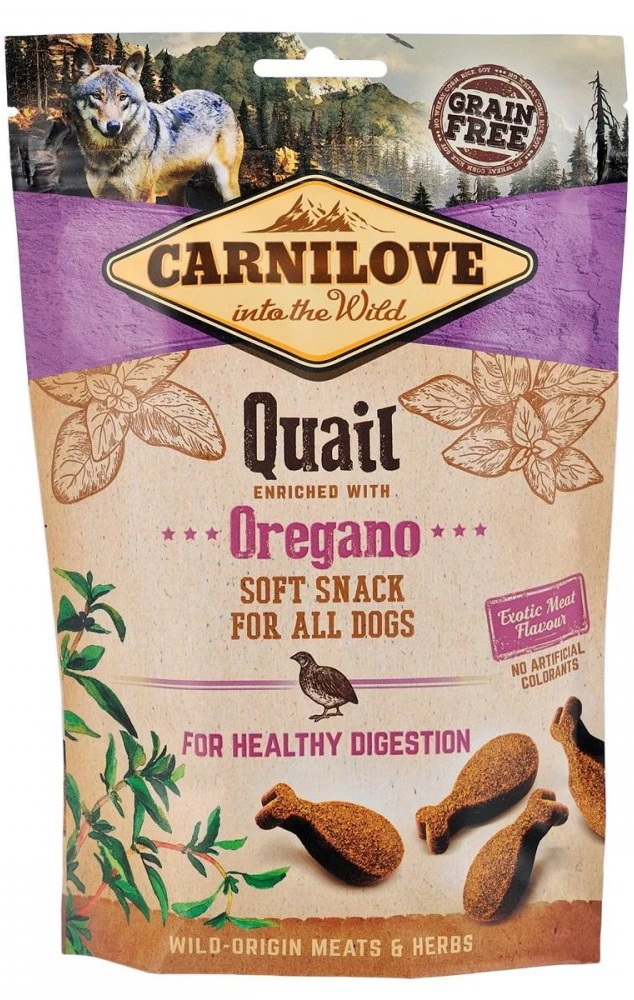 Лакомство для собак Carnilove Dog Semi Moist Snack Quail with Oregano для здорового пищеварения с перепелом и орегано 200 г (8595602527359)