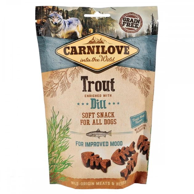 Ласощі для собак Carnilove Dog Semi Moist Snack Trout with Dill з фореллю та кропом 200 г (8595602528912)