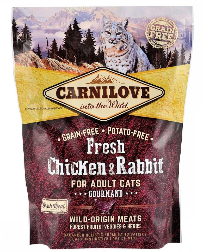 Сухий корм для котів Carnilove Fresh Chicken and Rabbit Gourmand for Adult cats для дорослих з куркою та кроликом 400 г (8595602527373)