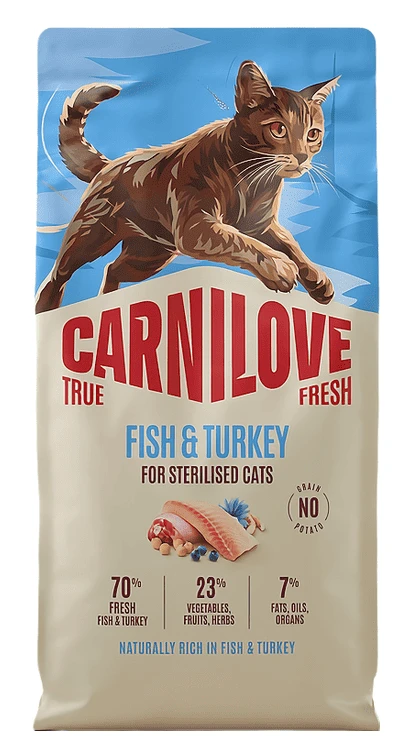 Сухий корм для котів Carnilove True Fresh Fish&Turkey Sterilised для стерилізованих риба та індичка 6 кг (8595602582426)