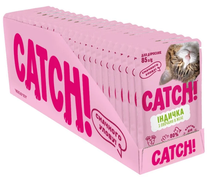 Набор влажного корма для кошек Catch! с индейкой и овощами в желе 24 шт х 85г (2700000067017)
