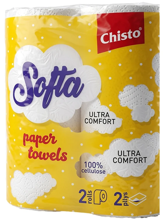 Рушники паперові Chisto 2 рулони 2 шари біло-сірий (4820298170027)