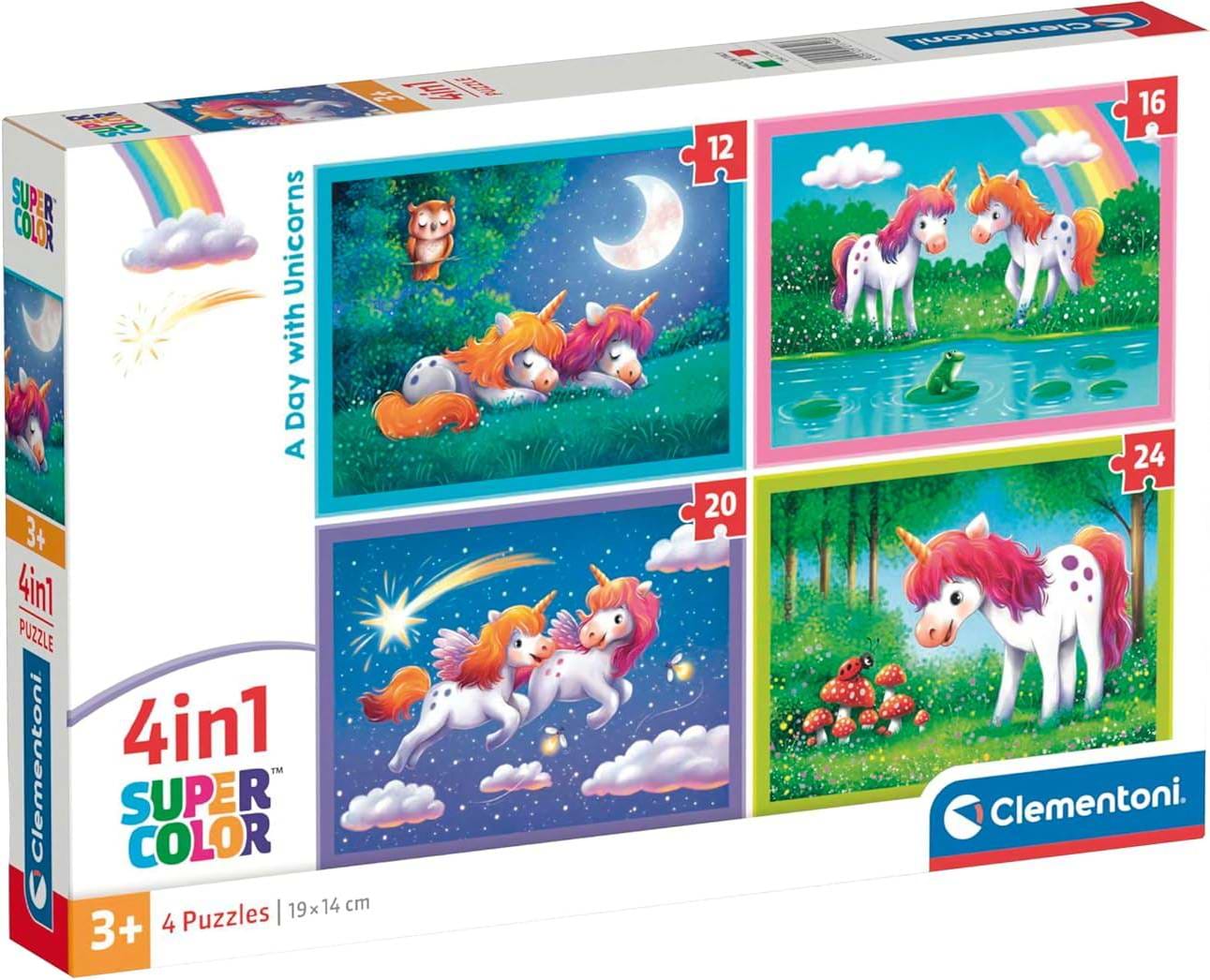 Пазлы (3-4 года) Clementoni 4в1 Единороги (21740)