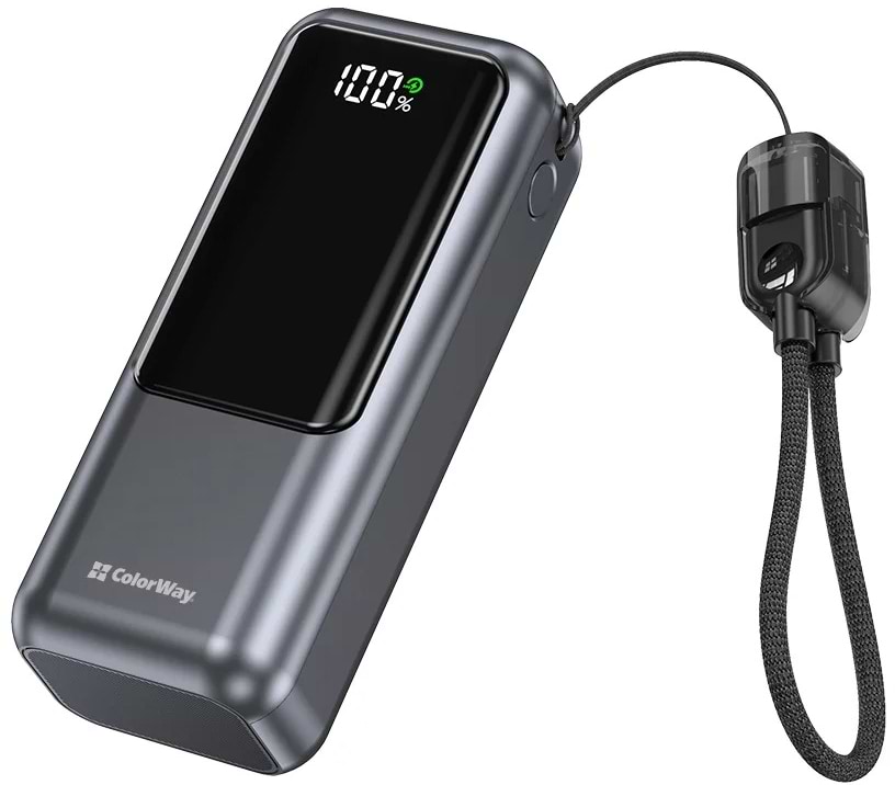 Батарея мобильная Colorway 10 000 mAh Urban USB QC4.0 + USB-C PD22.5W Gray (CW-PB100LP03GR)