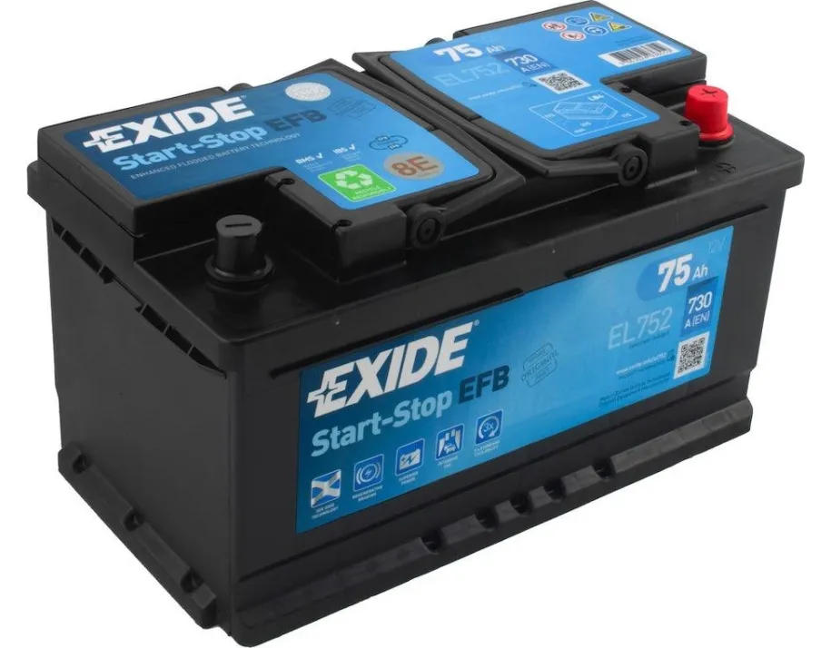 Автомобільний акумулятор Exide Start-Stop EFB 12В 75А 730А R+ (EL752)