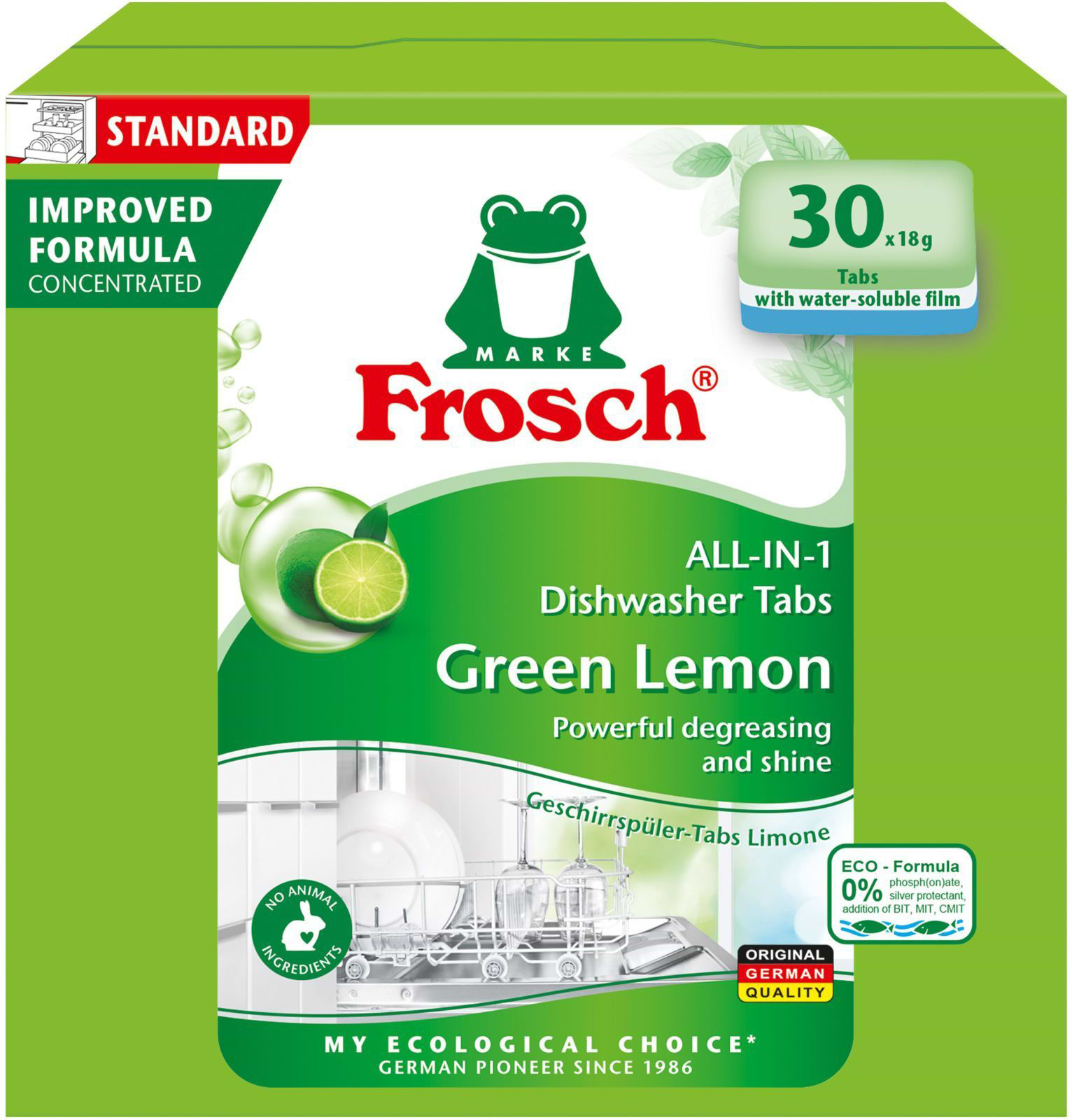 Таблетка для посудомоечной машины Frosch Лимон 30х18 г (4009175965134)