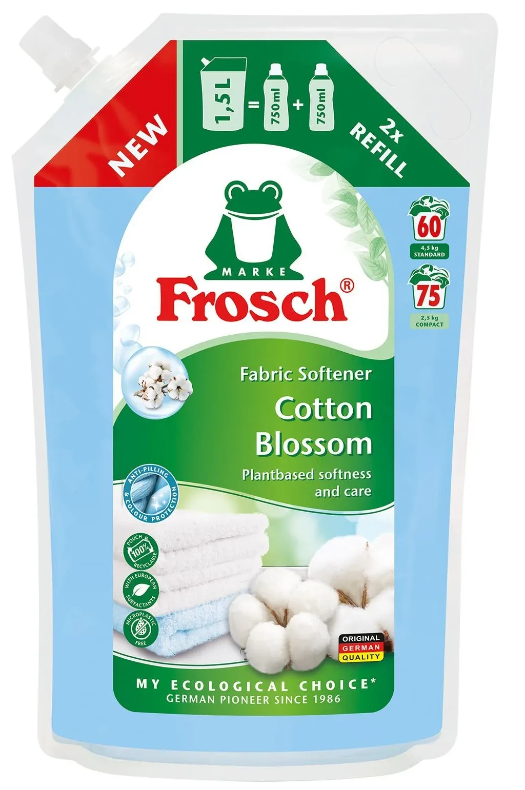 Ополаскиватель для белья Frosch Цветы Хлопчатника 1500 мл (4009175973726)