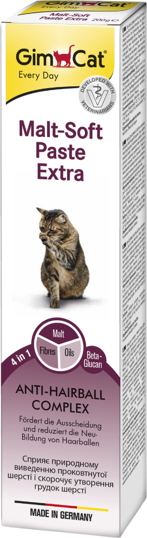 Ласощі для котів GimCat Every Day Malt-Soft Paste Extra для виведення шерсті зі шлунку 200 г (4002064417943)