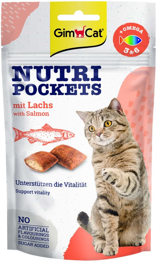 Лакомство для кошек GimCat Nutri Pockets для укрепления иммунной системы и здоровья с лососем Омега 3/6 60 г (4002064419206)