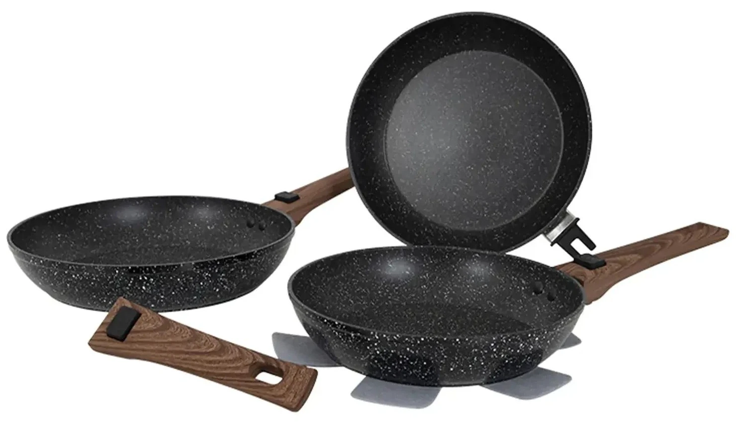 Набір сковорід зі знімною ручкою Gimex Frying Pan Set 3 пр. Black (6979264)
