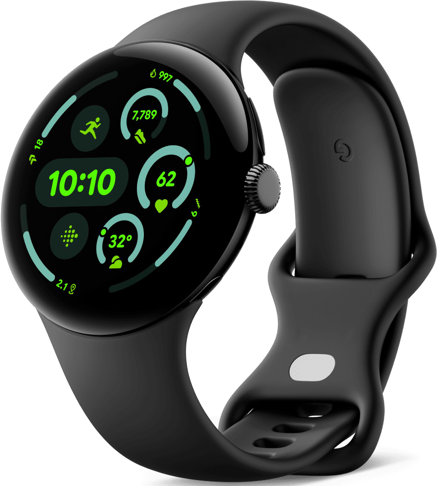 Смарт-часы Google Pixel Watch 3 45mm Matte Black Case with Obsidian Active Band (Восстановленный, Как новый)