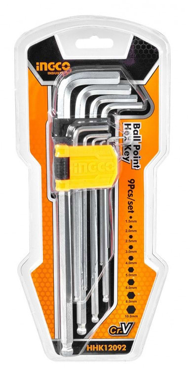 Набір шестигранних ключів INGCO 9 шт. 1.5–10 мм (HHK12092)