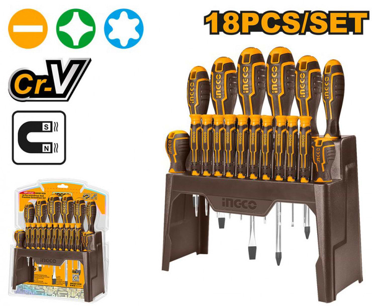Набор отверток INGCO 18 шт. INDUSTRIAL (HKSD1828)