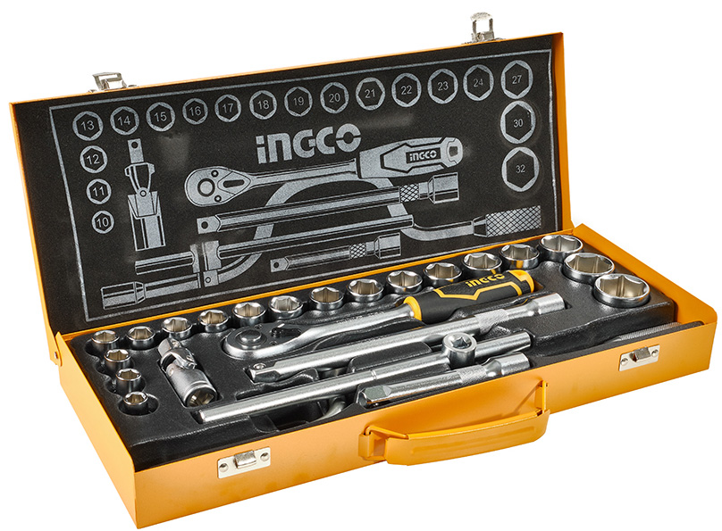 Набір торцевих голівок INGCO 1/2" із тріскачкою 24 шт. INDUSTRIAL (HKTS0243)