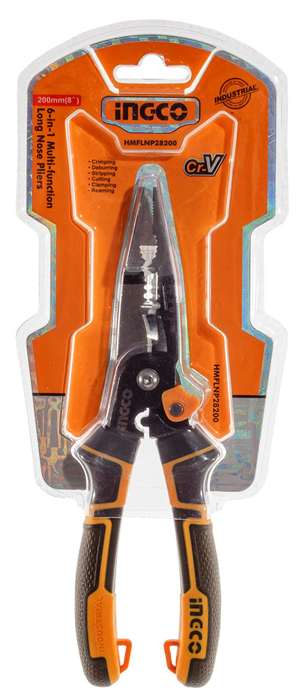 Плоскогубці INGCO 6 в 1 Profi 200 мм INDUSTRIAL (HMFLNP28200)