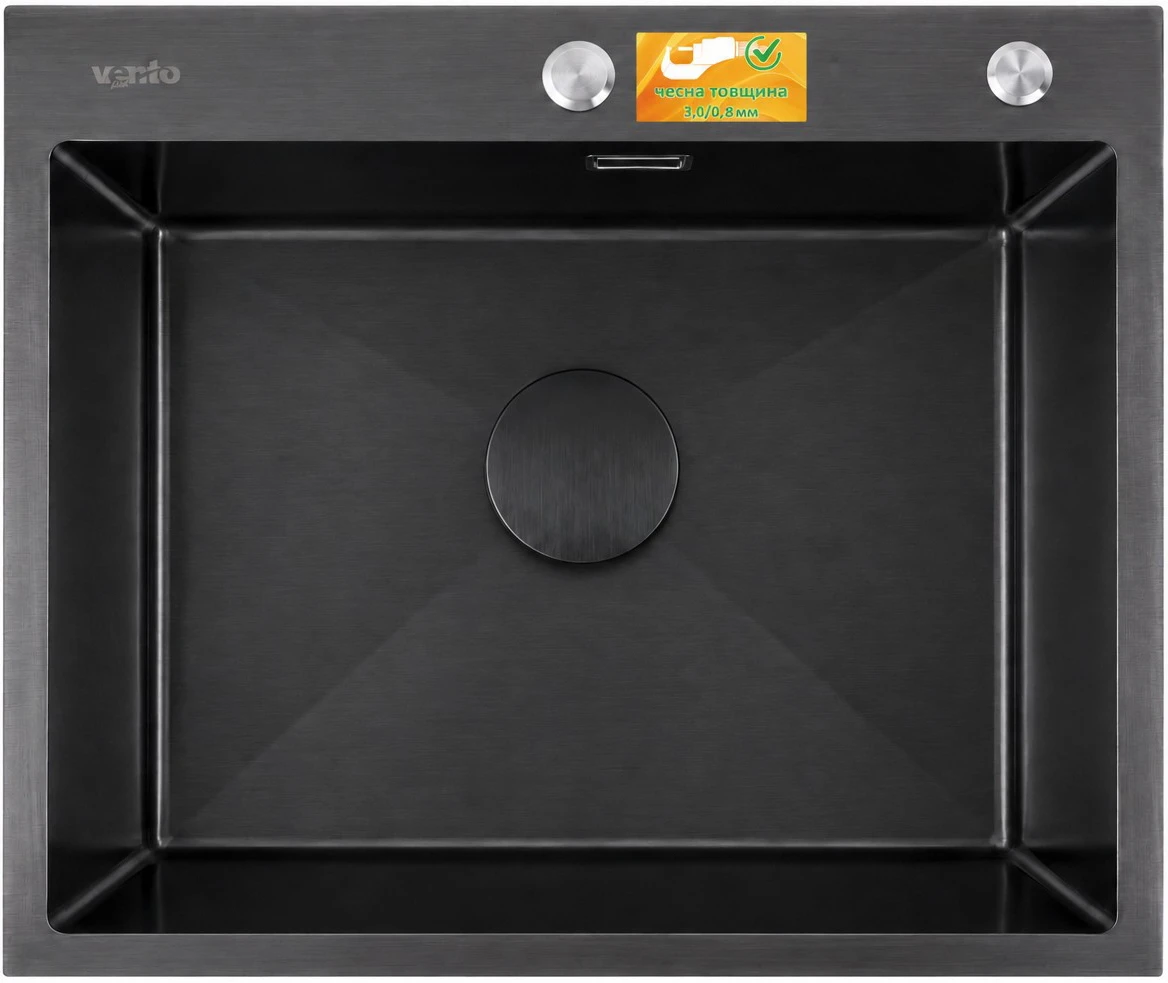 Мойка кухонная Ventolux HMKS 6050 PVD BKS 3/0,8