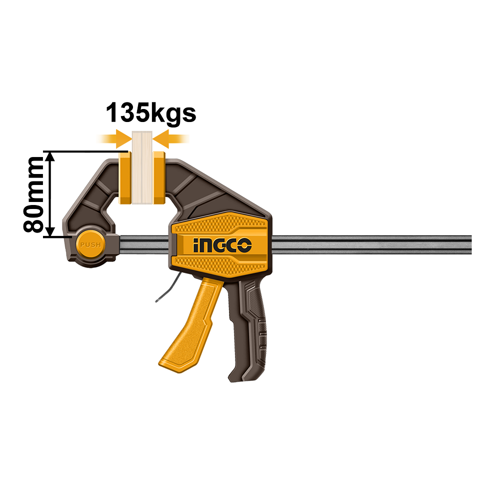 Струбцина INGCO быстрозажимная 80×600 мм INDUSTRIAL (HQBC24802)