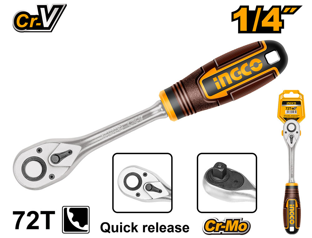 Ключ-трещетка INGCO Profi 72T 1/4+3/8″ INDUSTRIAL (HRTH081438)