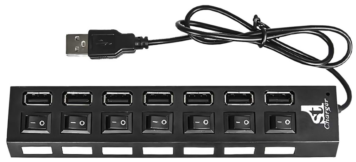 Хаб USB 1stCharger 7 портів 2.0 Black (HUB1ST20702)