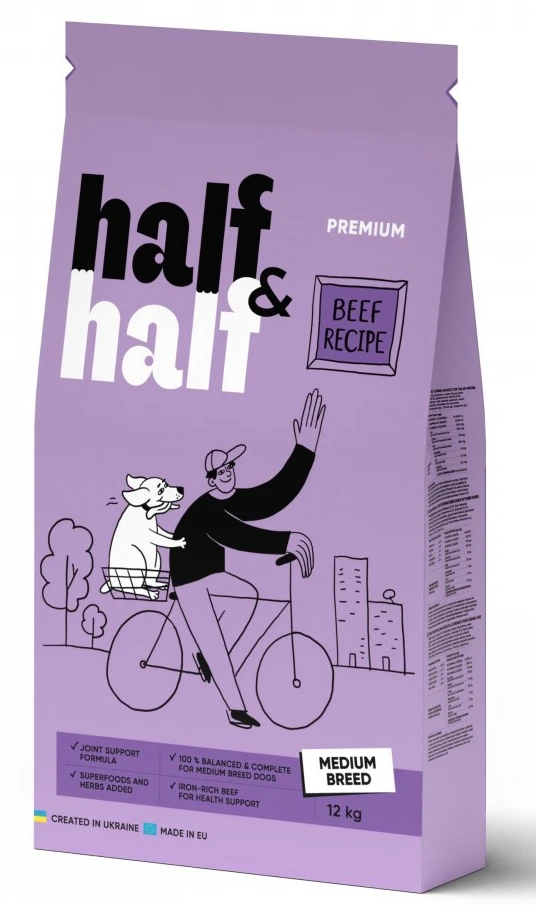 Сухий корм для собак Half&Half із яловичиною 12 кг (4820261920758)