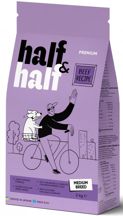 Сухой корм для собак Half&Half с говядиной 2 кг (4820261920741)