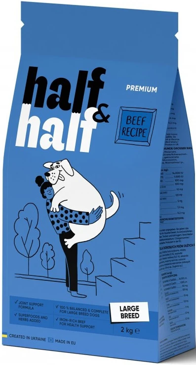 Сухой корм для собак Half&Half с говядиной 2 кг (4820261920765)