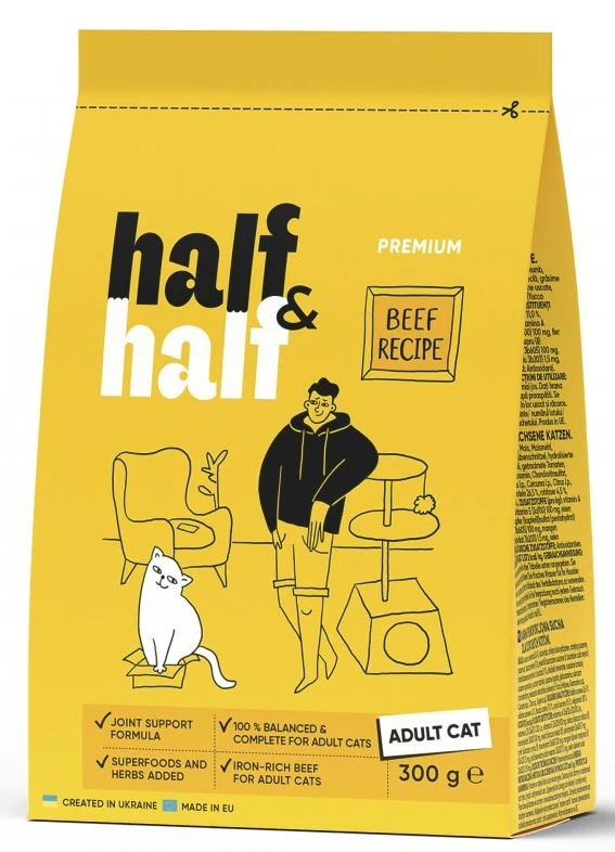 Сухий корм для котів Half&Half із яловичиною 300 г (4820261920956)