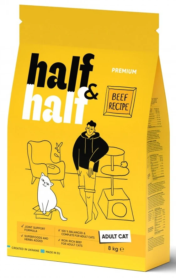 Сухий корм для котів Half&Half із яловичиною 8 кг (4820261920857)