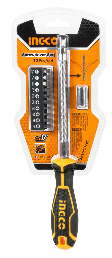 Викрутка зі змінними бітами INGCO AKSDFL1208