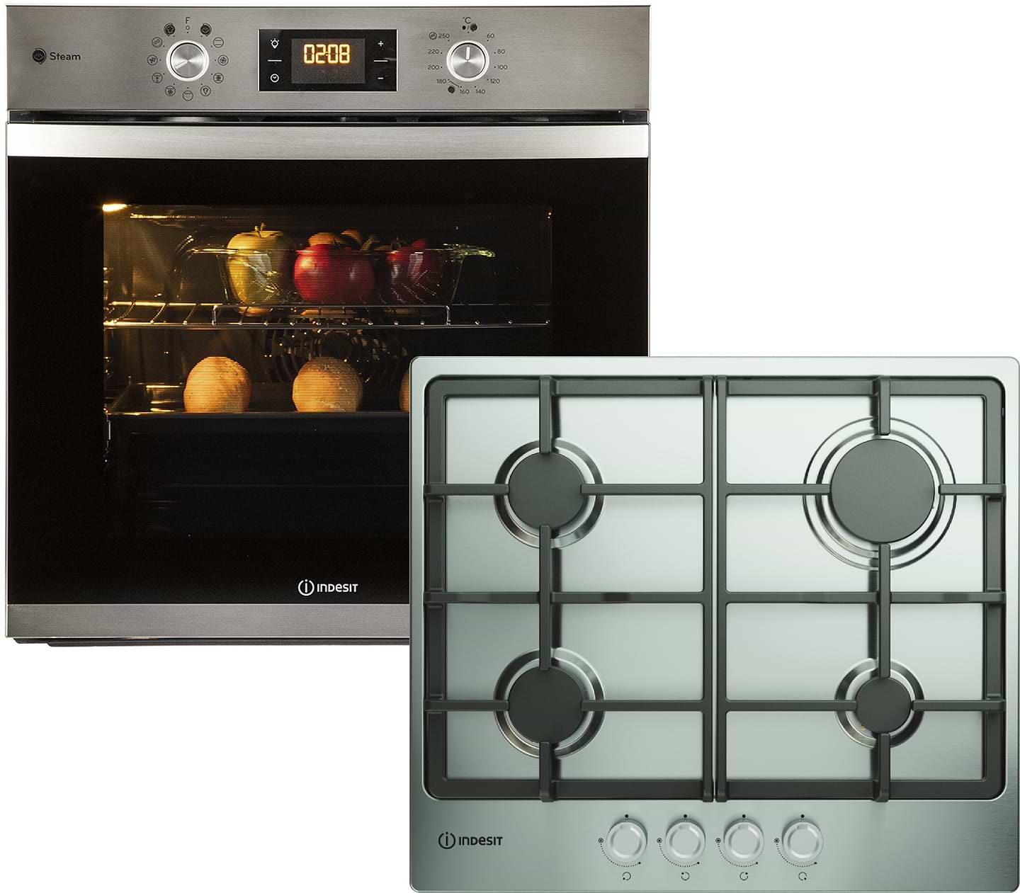 Духовой шкаф + варочная панель газовая Indesit IFWS 3841 JH IX + THP 641 IX/I
