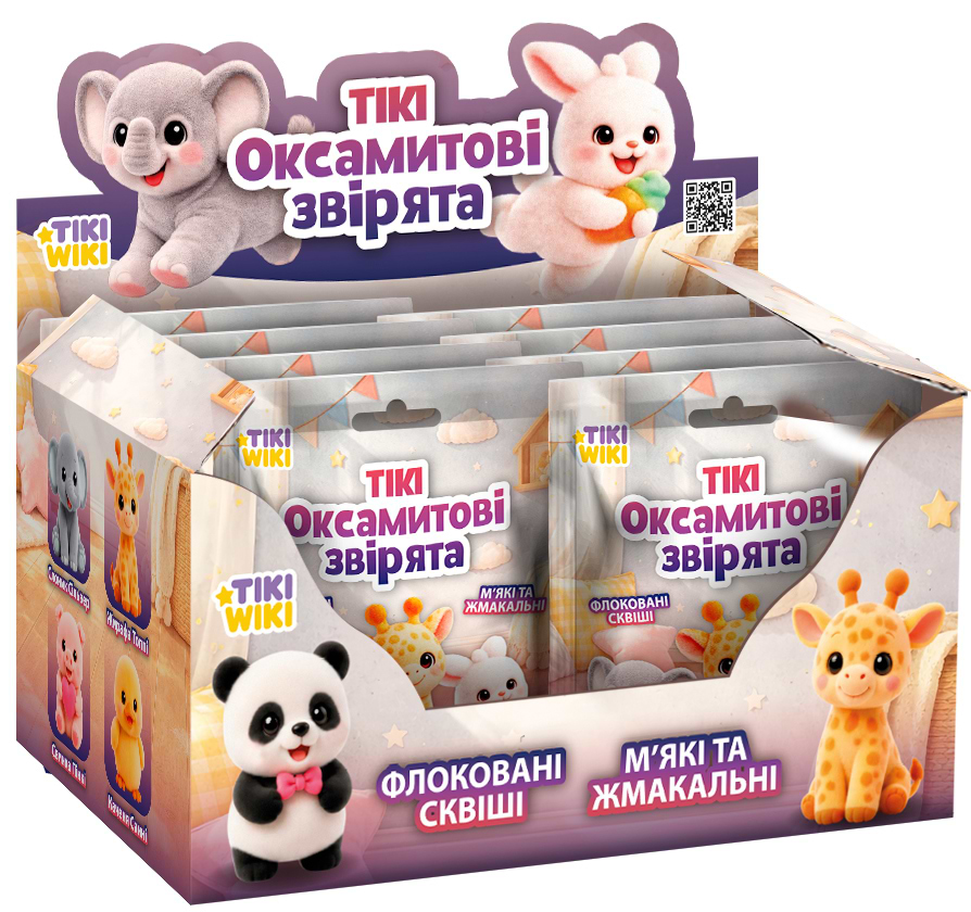 Сквіш Tiki Wiki Тікі ОКСАМИТОВІ ЗВІРЯТА в асортименті (KD-ZRDW2025011)
